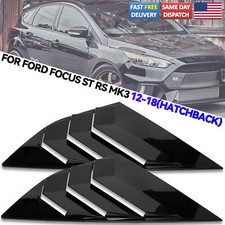 2x Glossy Black Rear Window Side Louvers Vent For Ford Focus Rs St Mk3 2012-2018