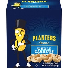 Planters Deluxe Cashews 2.25oz Bags, Pack of 12 