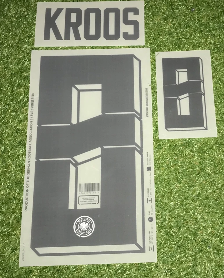 ORIGINAL FLOCK Toni Kroos Flock Set in Matchworn Size für DFB Deutschland Home Trikot EM 2024