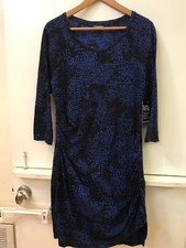 Express Blue Black Cheetah Print Ruched Wrap Bottom Sheath Dress Size Large NWT