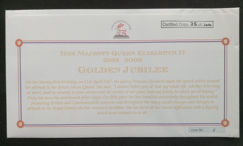 GB Buckingham 2002 QEII Golden Jubilee Georgia del Sur Hoja M/Hoja en Cubierta del Primer Día - Imagen 2 de 2