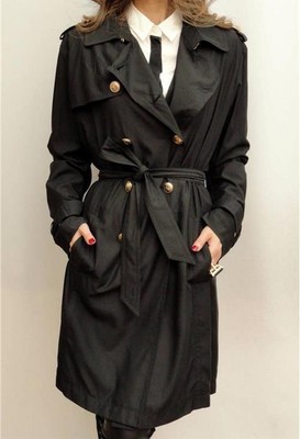VERSACE COLLECTION Black trench Mac Parka Coat UK14 -16 it48 New Shower Proof