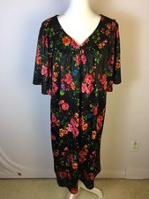 Anthony Richards Mumu House Dress Nightgown 3X Womans Black Floral Loungewear