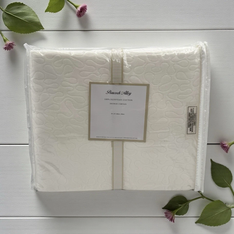 PAVO REAL CALLEJÓN Nueva CORTINA DE DUCHA MATELASSE 100% Algodón Egipcio 72 x 72" Pulgadas Foto 3 de 4