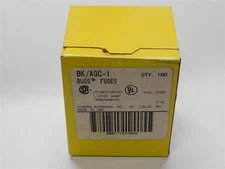 100 Bussman AGC-1 1A Fast-Acting 1/4x1 1/4" Glass Fuses