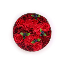 Soap Flower Round Box: Classic Red Roses Gift