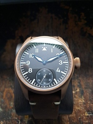 Pilot Flieger massiv BRONZE Handaufzug ETA 6498-2 TOP swiss 42 mm Saphirglas 
