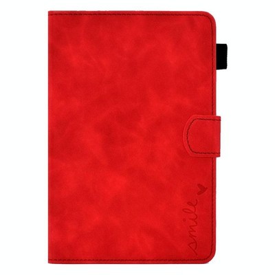 Rote Leder Smart Case für iPad mini 5/4/3/2/1 mit Relief Smile