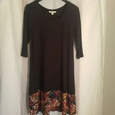 The Pioneer Woman - Black W/Floral Border - Small - 3/4 Sleeve - A-Line Dress