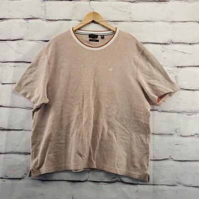 Ted Baker Shirt Mens 2XL Pink Textured Cotton Crew Neck Short Sleeve Casual