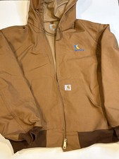 Carhartt Jacket Mens Helmets Hardhats J131 USA Made Size 2XL READ! LOGO SPOTS