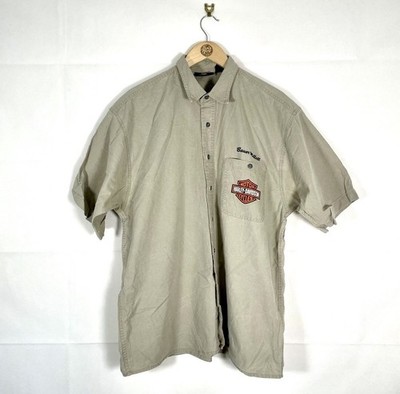 Harley Davidson Hemd Herren hellbraun Größe XL Vintage Knopfleiste Kurzarm 95. Jahr