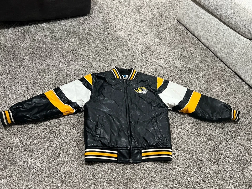 Mizzou Tigers NCAA Leather Bomber Jacket Size XL 14/16 - Image 3 of 4