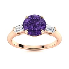 Amethyst Gemstone Three-Stone Engagement Ring Jewelry 925 Sterling Silver