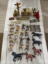 PLASTIC VINTAGE COWBOYS INDIANS FIGURES- EARLY 70'S