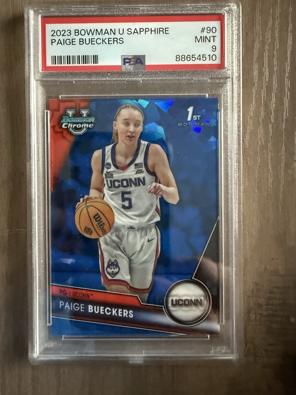 2023-24 1st Bowman University Chrome Sapphire Paige Bueckers PSA 9 Rookie RC