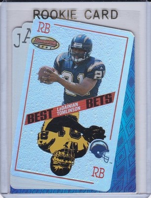 LaDAINIAN TOMLINSON ROOKIE CARD 2001 Bowman's Best Bet Charger DIE-CUT INSERT RC