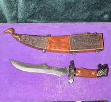 Reproduction Curved Stainless Steel Dagger w/ Wood Handle  Sheath, Full Tang