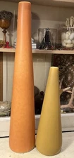 Pr Vintage Mid Century Modern Jaru Jack & Ruth Hirsch Pottery Tall Tapered Vases