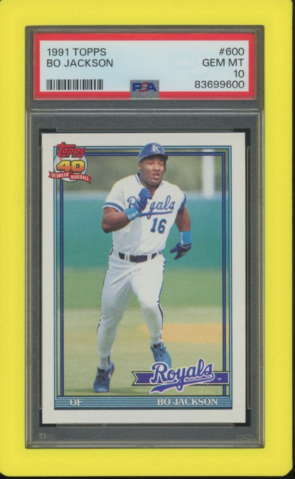 1991 Topps Bo Jackson #600 PSA 10 GEM MINT Royals Two-Sport Legend