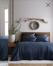 Threshold King Quilt Set Navy Blue Quilted Polyester Modern Luxury Bedroom