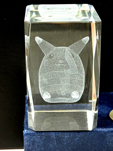 Pikachu Laser Engraved Crystal Pokemon 3D Crystal Cube in box