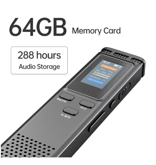 16GB/64GB Digital Voice Recorder MP3 Music Player up to 288hrs Audio Recording - Image 2 of 4