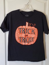 Michaels Halloween Trick Or Treat Pumpkin Black T-Shirt Youth Sz Large Spooky