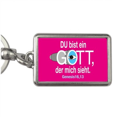 Du bist ein Gott, der mich sieht. Schlüsselanhänger mit Bibel Zitat in magenta