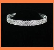 3-ROW CLEAR AUSTRIAN CLEAR RHINESTONE CHOKER NECKLACE PARTY WEDDING PROM N175S