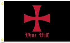 3X5 TEMPLAR KNIGHTS CROSS BLACK FLAG BANNER GROMMETS