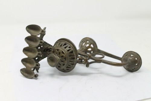 Antique Old Brass Rare Garuda Engraved Hindu Temple Worship Oil Lamp Diya NH6279 - Picture 12 of 12