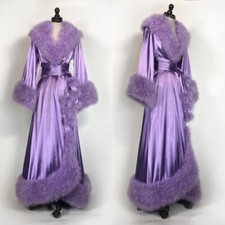 Lilac Robes for Women Bride Satin Sleepwear Soft Neck Dresses with Belt Custom