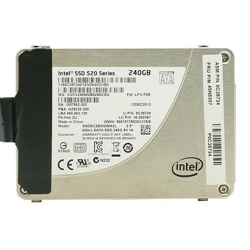 45N8354 LENOVO 240GB 6G SFF 2.5" SATA SSD 45N8357 SSDSC2BW240A3L - Picture 1 of 2