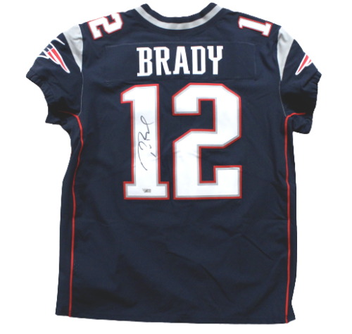 Maillot Tom Brady New England Patriots Signé Autographe Nike Elite Marine fanatiques - Photo 1/3