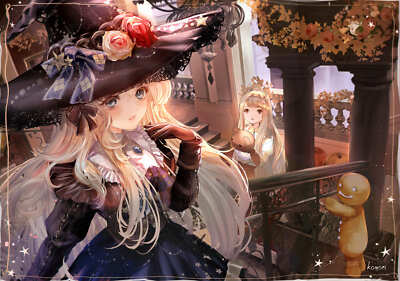 Anime Girls Halloween Gothic Witch Blonde Blue  Gaming Mat Desk 44766