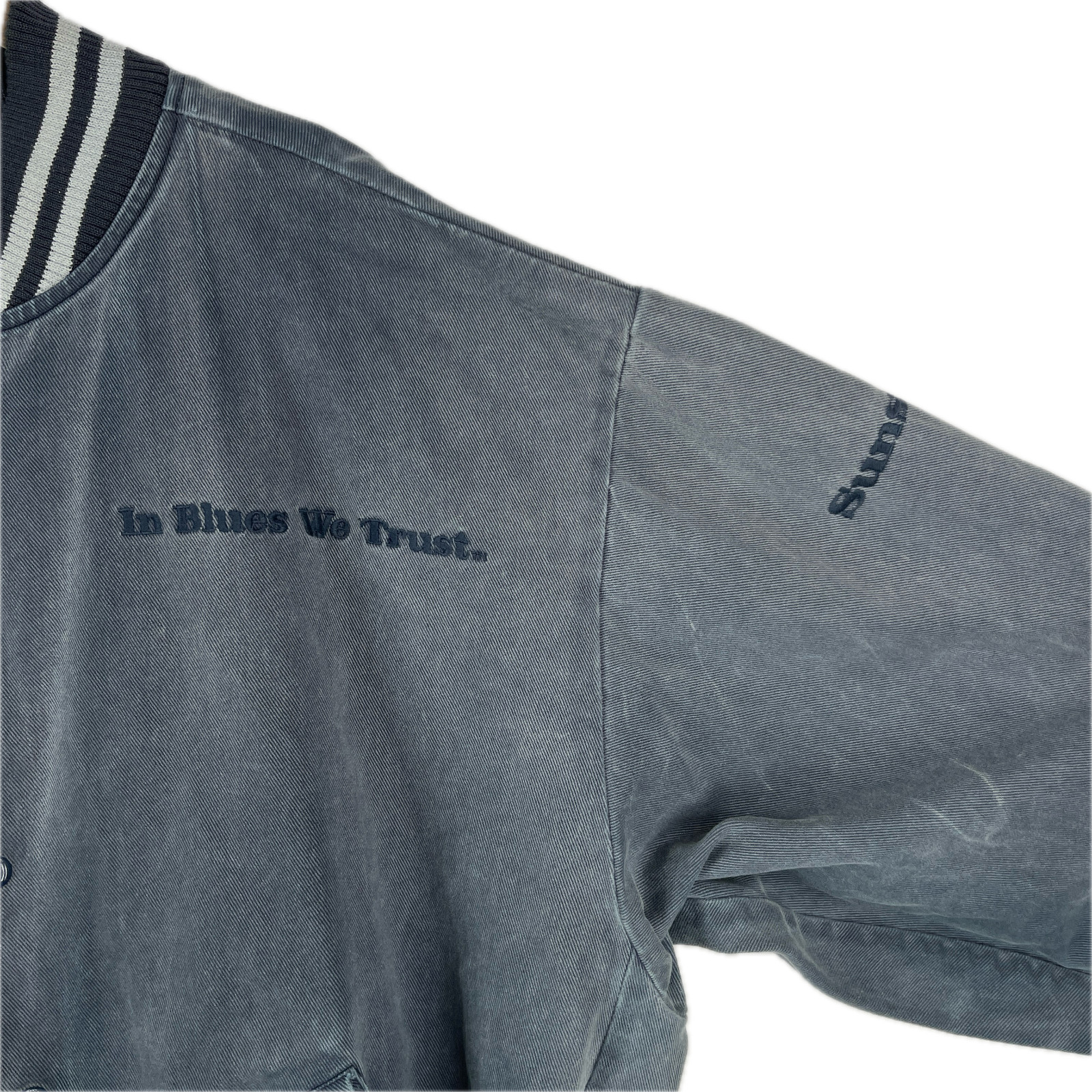 Vintage House of Blues Denim Varsity Bomber Jacket Si… Gem