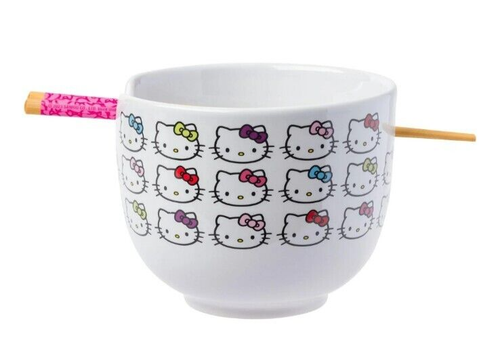 NEW HELLO KITTY CERAMIC BOWL WITH CHOPSTICKS 20 OZ - Picture 4 of 10