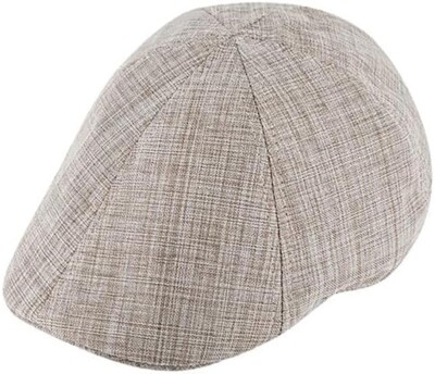fiebig  GATSBY 6-PANEL FLATCAP SCHIRMMÜTZE MELANGE GUMMIZUG TAUPE TREND NEU