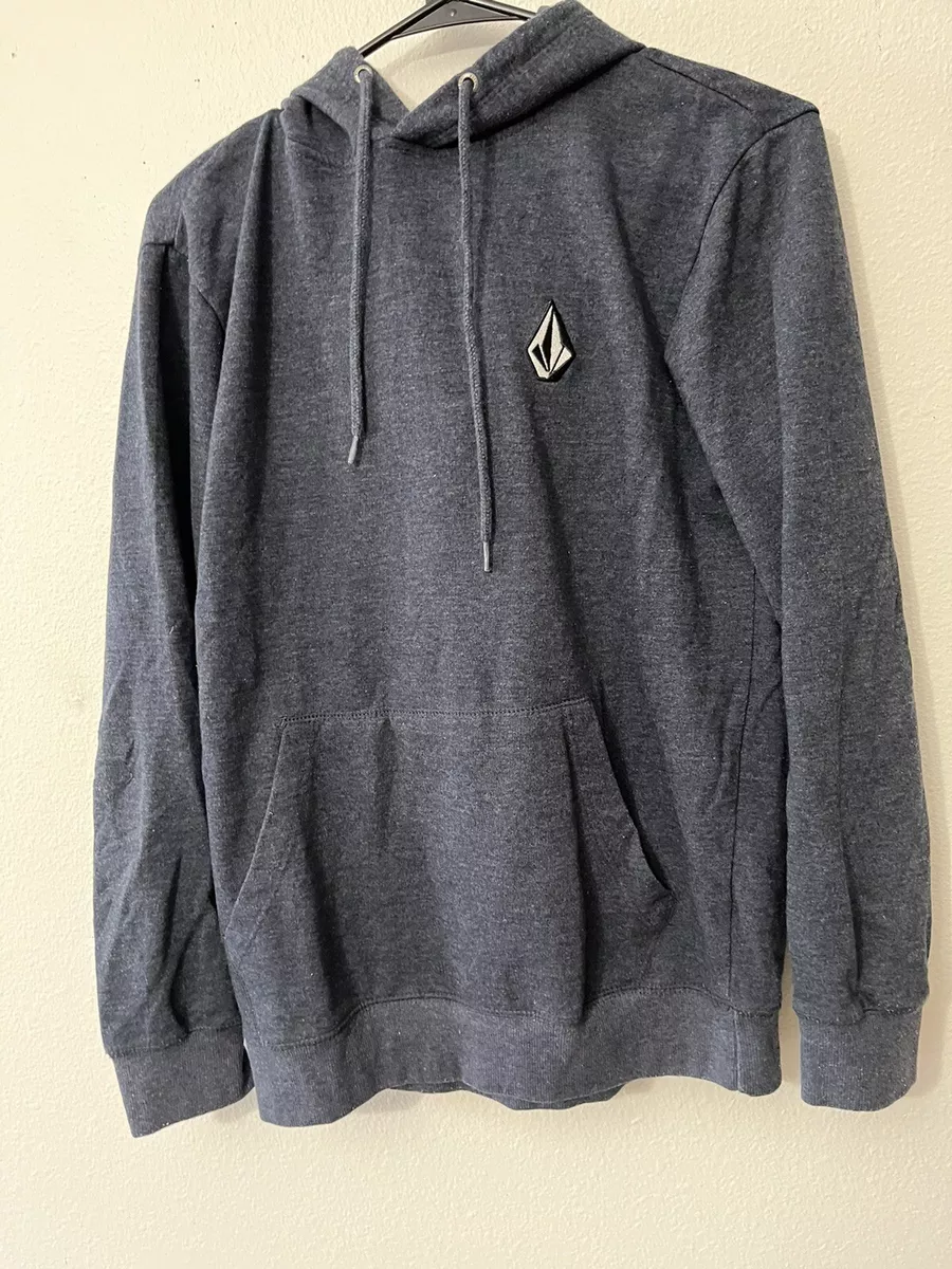 Volcom Fleece Pullover Training Hoodie Men s S Heather Gray White Logo