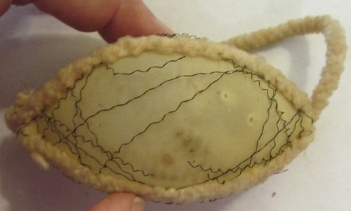 1890s Wire Wrapped Oval Glass ornament Gold Dresden A Merry Christmas Chenille - Picture 5 of 7