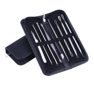 10 Pcs Pimple Popper Blackhead Remover Kit Tools Set Comedone Zit Extractor