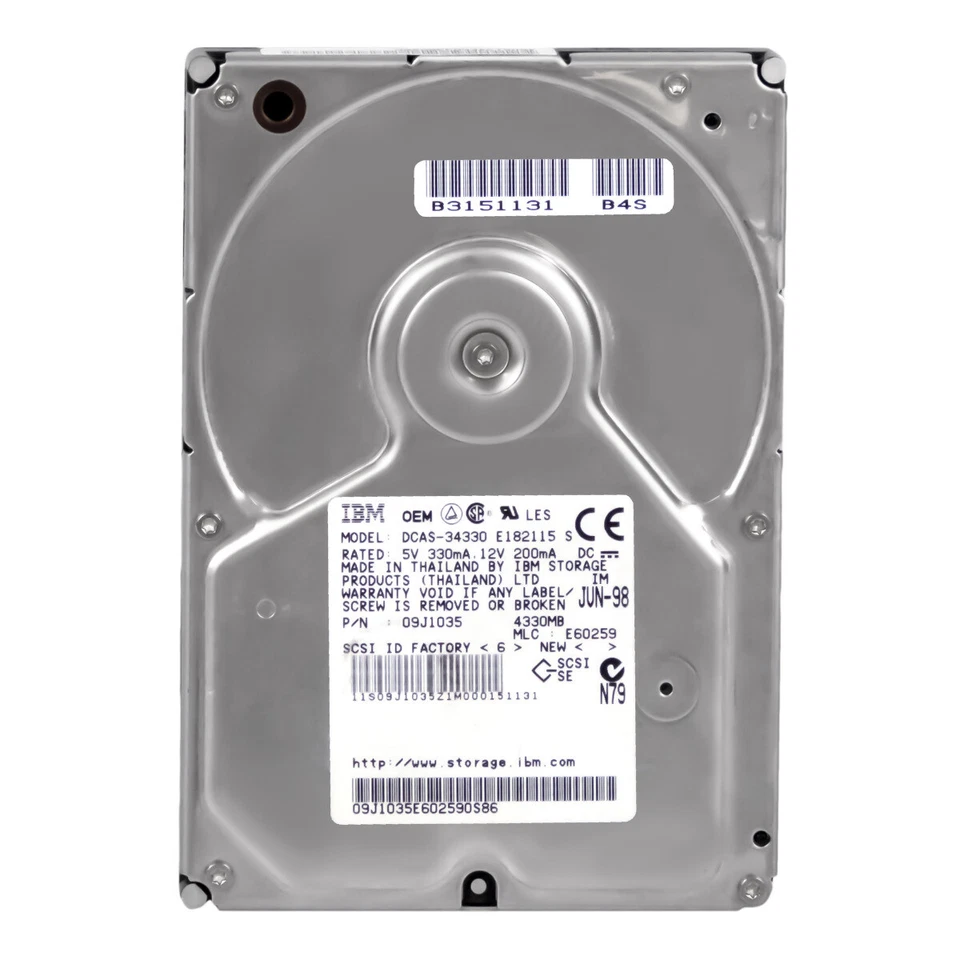 Hard Drive IBM DCAS-34330 09J1035 4.3GB 5.4K SCSI 50PIN 3.5'' Inch - Image 3 of 3