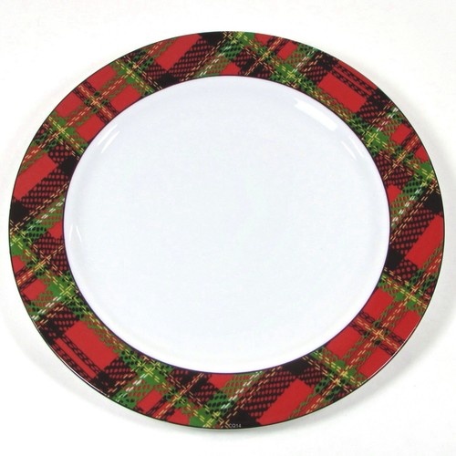 Tabletops Unlimited EDINBORO 7.5" Salad Plate Set 4 Red Black Green Plaid - Picture 9 of 12