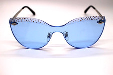 ELITE 9742 SUNGLASSES COL.10 138 CRYSTAL DECORATED BROWLINE BLUE LENS