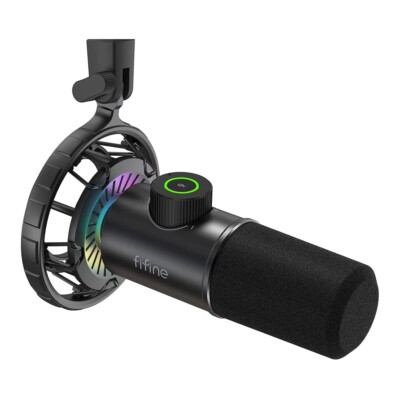 FIFINE Mikrofon PC USB C Dynamische RGB Microphone Gaming PS4 MAC Plug-and-Play