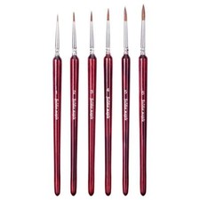 Professional Sable Hair Detail Paint Brush Set Miniature Art Fine 6 Pack