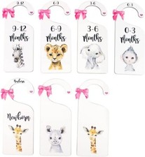 Double Sided Wood Closet Size Dividers for Baby girl Clothes Safari Animal