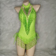 Sequins Beaded RAVE Dancer Carnival Costume Night Club Bar Show Bodysuit Leotard
