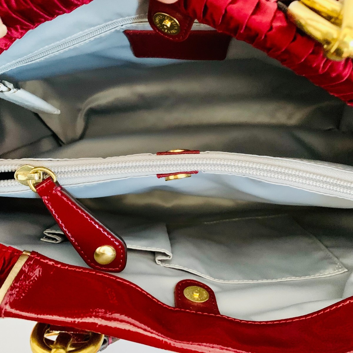 COACH ASHLEY GATHERED SATIN CARRYALL SATCHEL BORDEAUX BAG H1282 